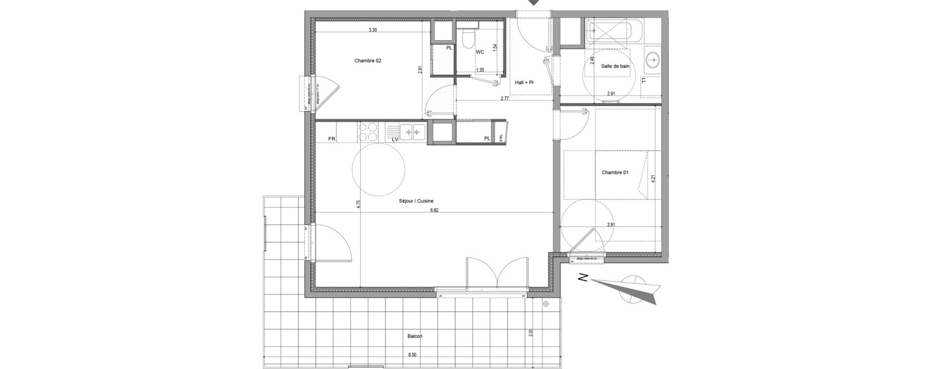 Appartement T3 de 68,43 m2 &agrave; Viry Centre