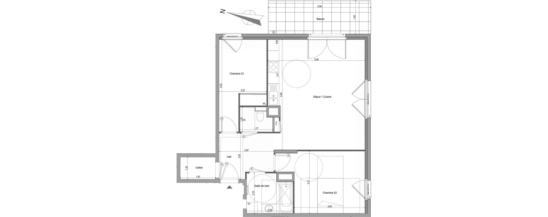 Appartement T3 de 71,06 m2 &agrave; Viry Centre
