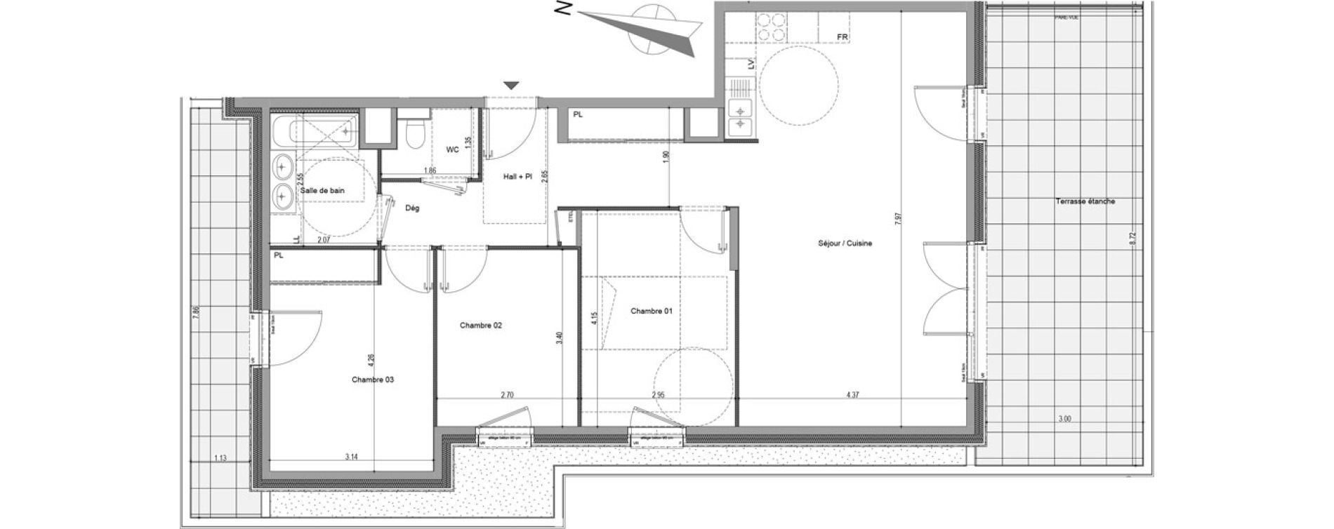 Appartement T4 de 88,91 m2 &agrave; Viry Centre