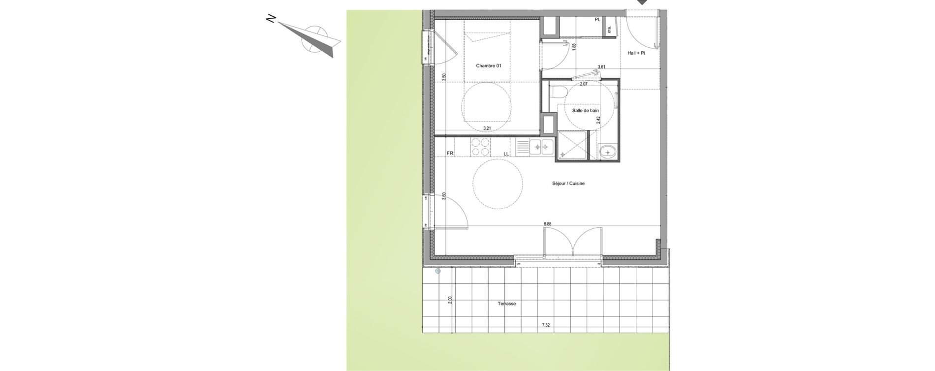 Appartement T2 de 47,32 m2 &agrave; Viry Centre