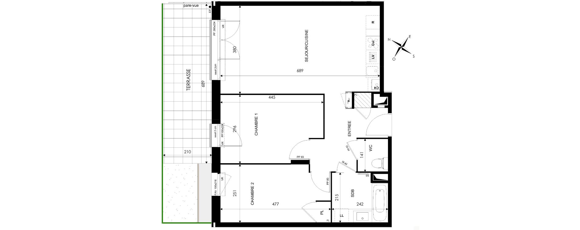 Appartement T3 de 64,21 m2 &agrave; Vulbens Centre