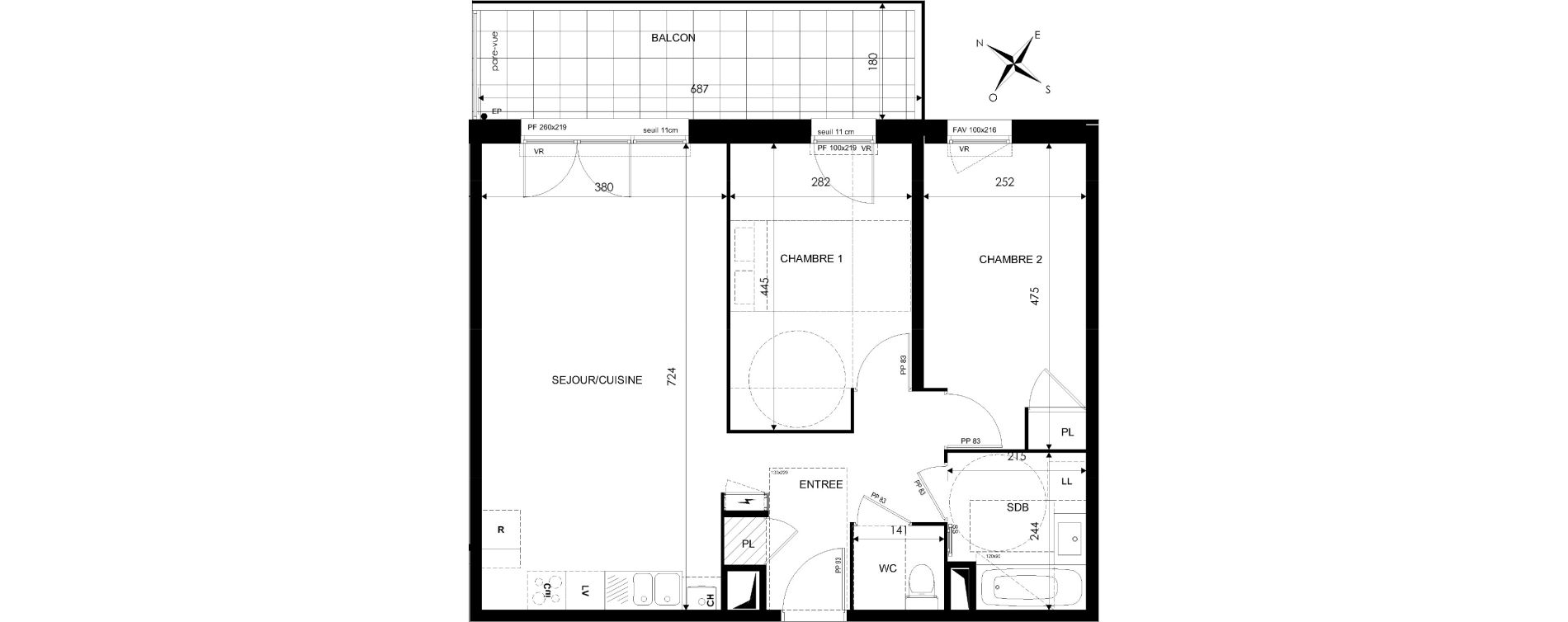 Appartement T3 de 65,16 m2 à Vulbens Centre