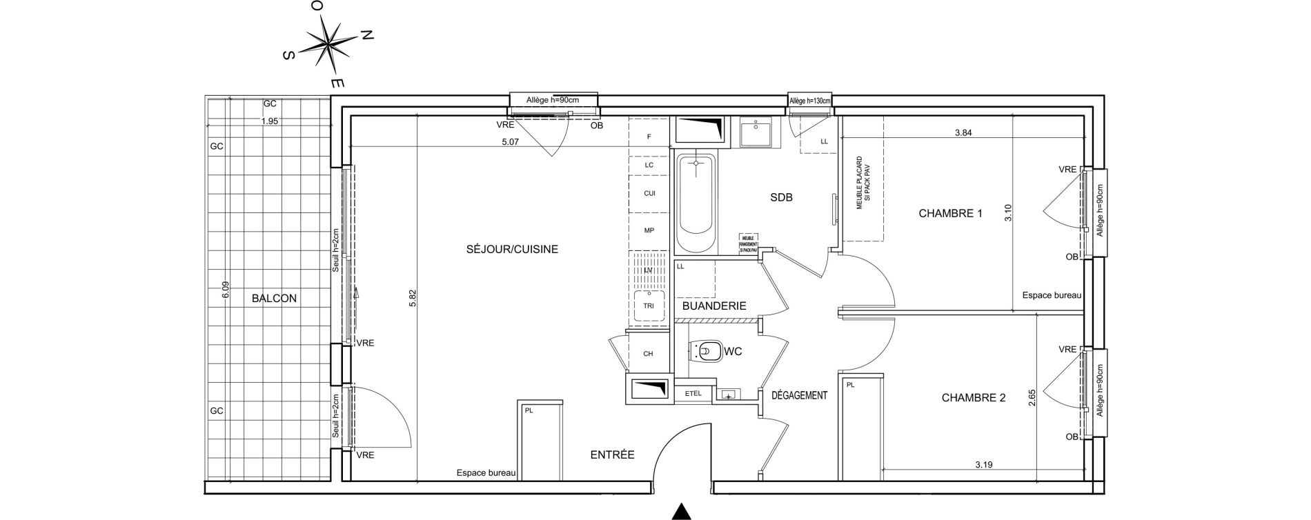 Appartement T3 de 64,71 m2 &agrave; Bernin Centre