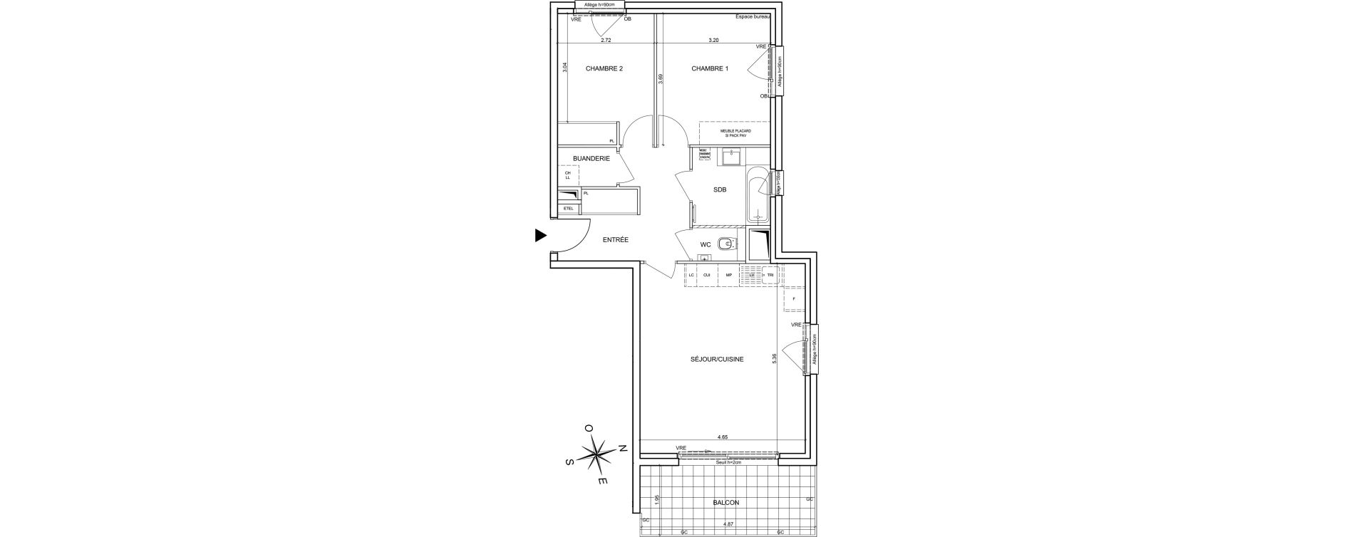 Appartement T3 de 63,80 m2 &agrave; Bernin Centre