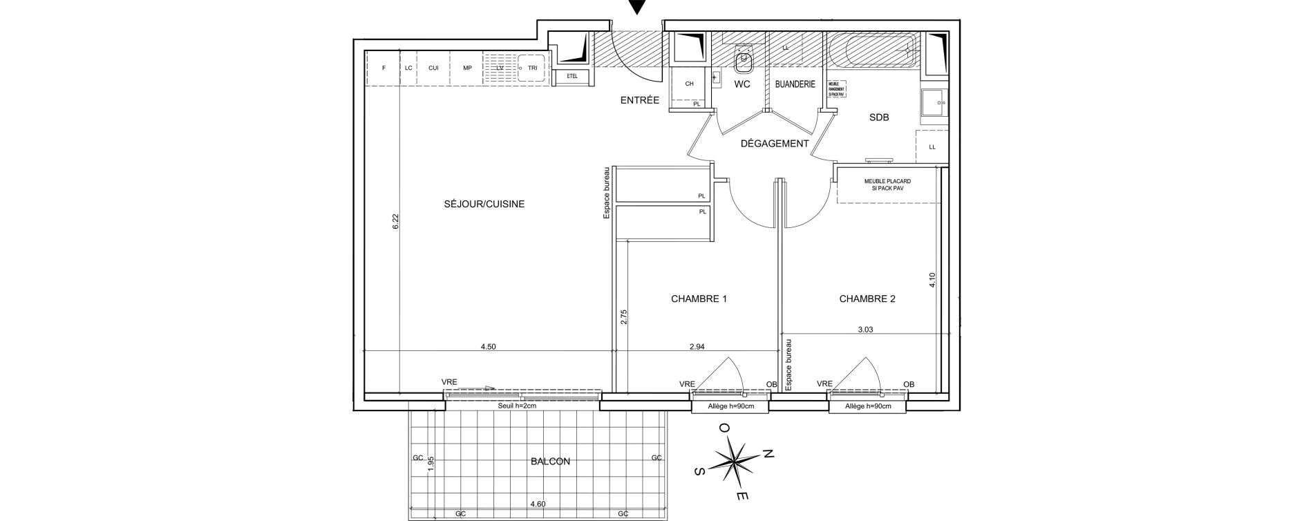 Appartement T3 de 64,05 m2 &agrave; Bernin Centre