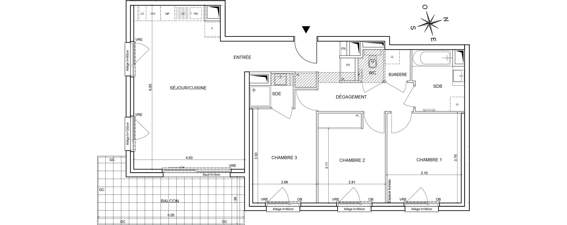 Appartement T4 de 84,43 m2 &agrave; Bernin Centre