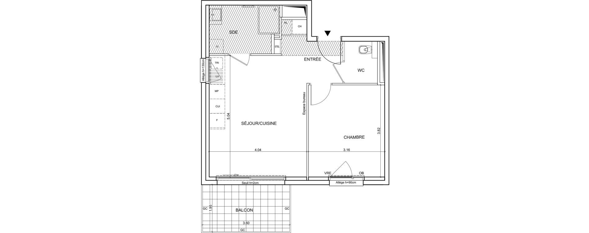 Appartement T2 de 44,52 m2 &agrave; Bernin Centre