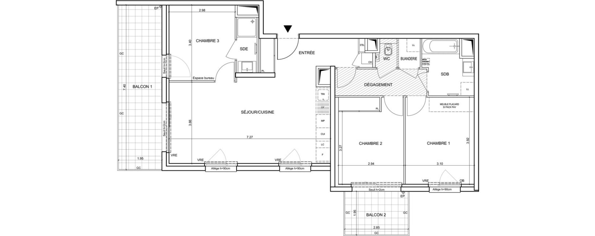 Appartement T4 de 82,79 m2 &agrave; Bernin Centre