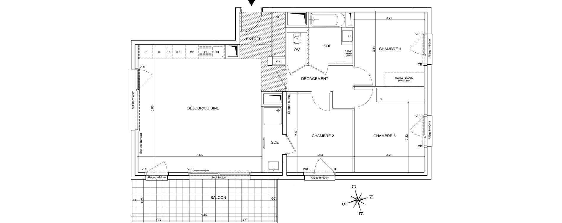 Appartement T4 de 84,28 m2 &agrave; Bernin Centre