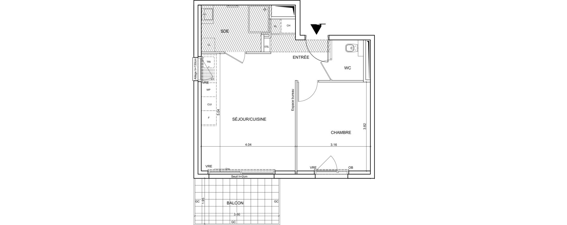 Appartement T2 de 44,51 m2 &agrave; Bernin Centre