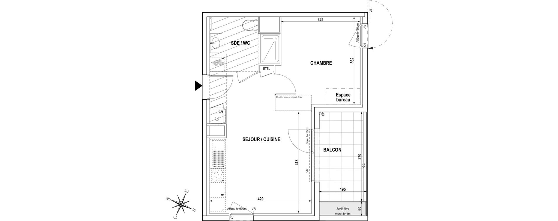 Appartement T2 de 39,61 m2 &agrave; Bourgoin-Jallieu Centre