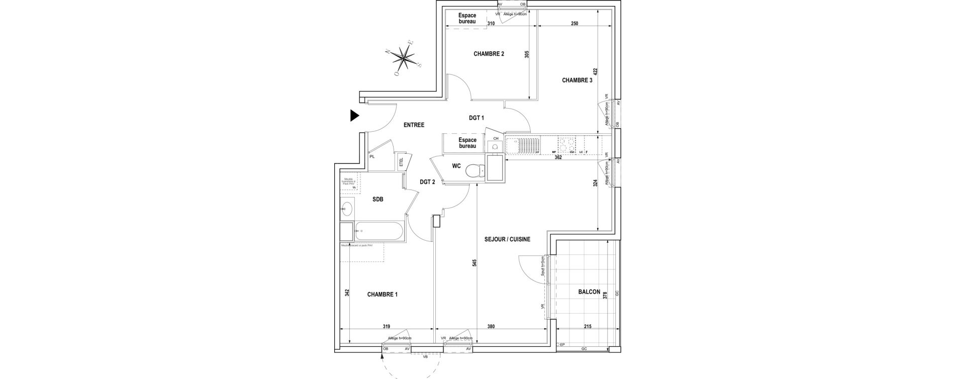Appartement T4 de 80,14 m2 &agrave; Bourgoin-Jallieu Centre