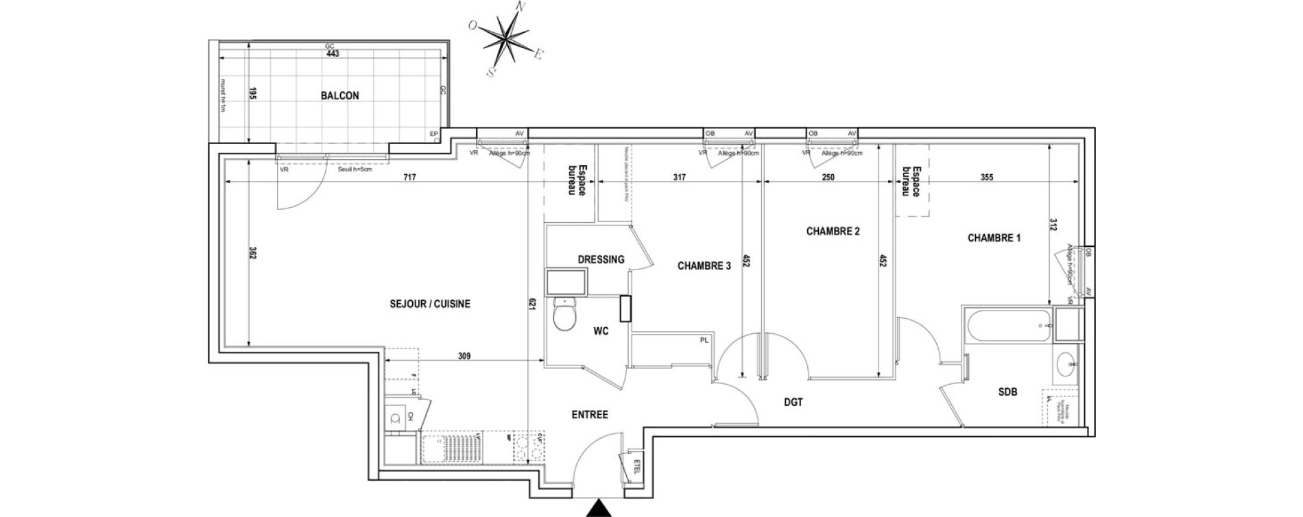 Appartement T4 de 85,71 m2 &agrave; Bourgoin-Jallieu Centre