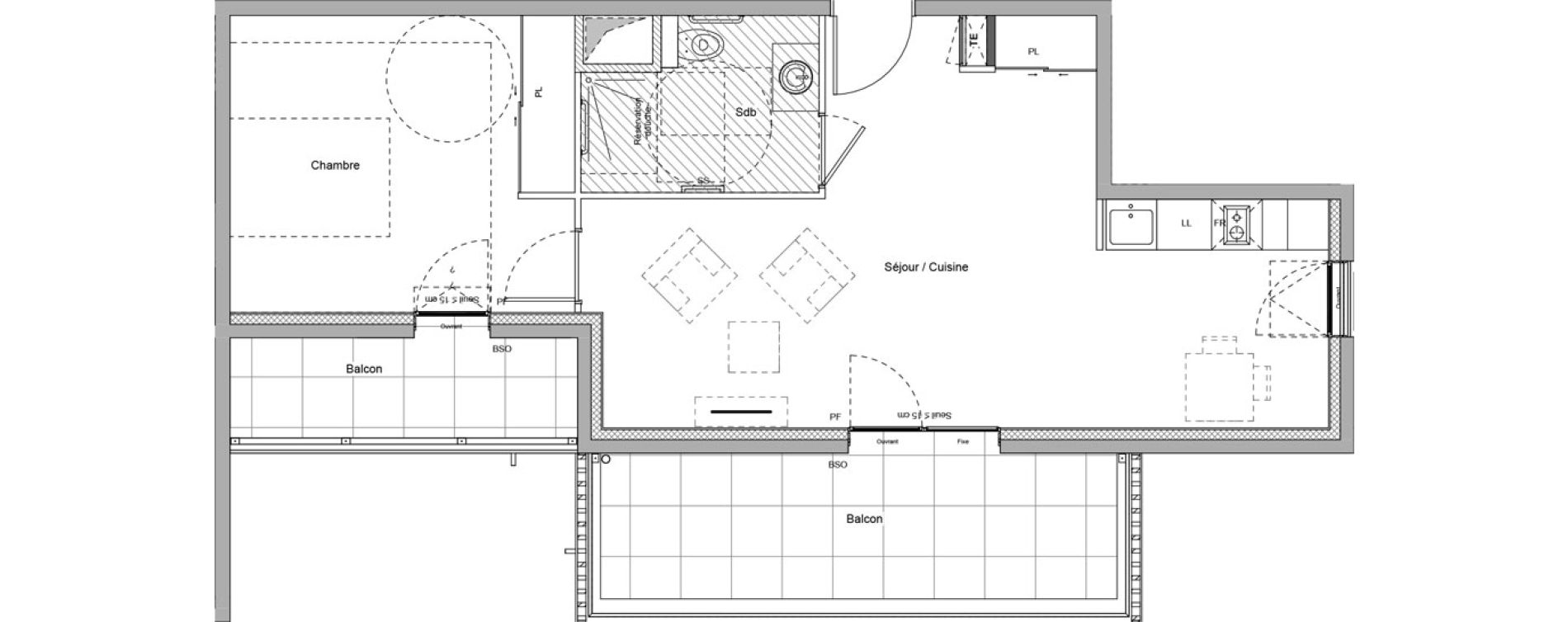 Appartement T2 meubl&eacute; de 55,07 m2 &agrave; Bourgoin-Jallieu Pr&eacute; pommier