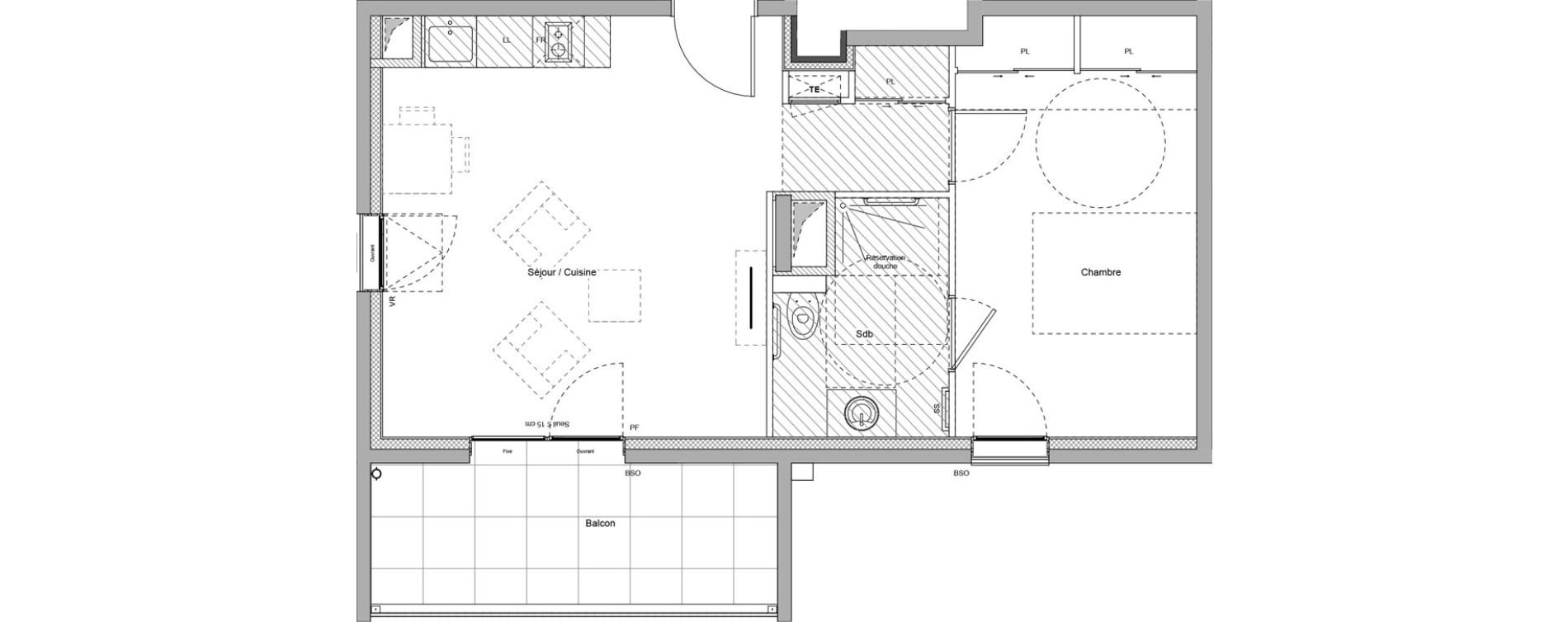 Appartement T2 meubl&eacute; de 43,18 m2 &agrave; Bourgoin-Jallieu Pr&eacute; pommier