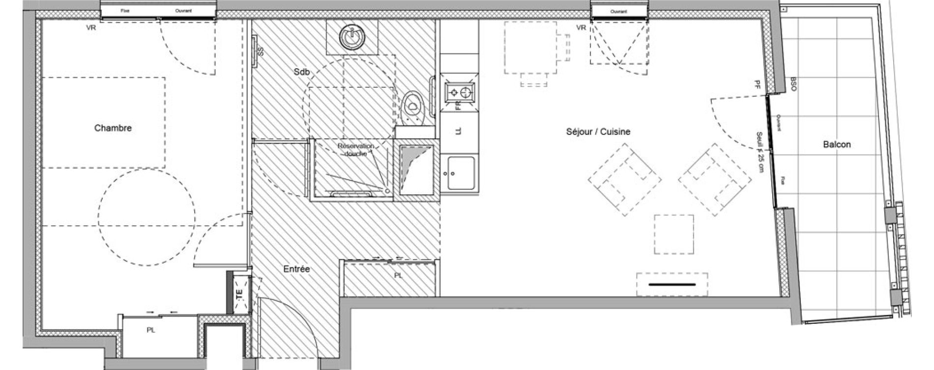 Appartement T2 meubl&eacute; de 50,09 m2 &agrave; Bourgoin-Jallieu Pr&eacute; pommier
