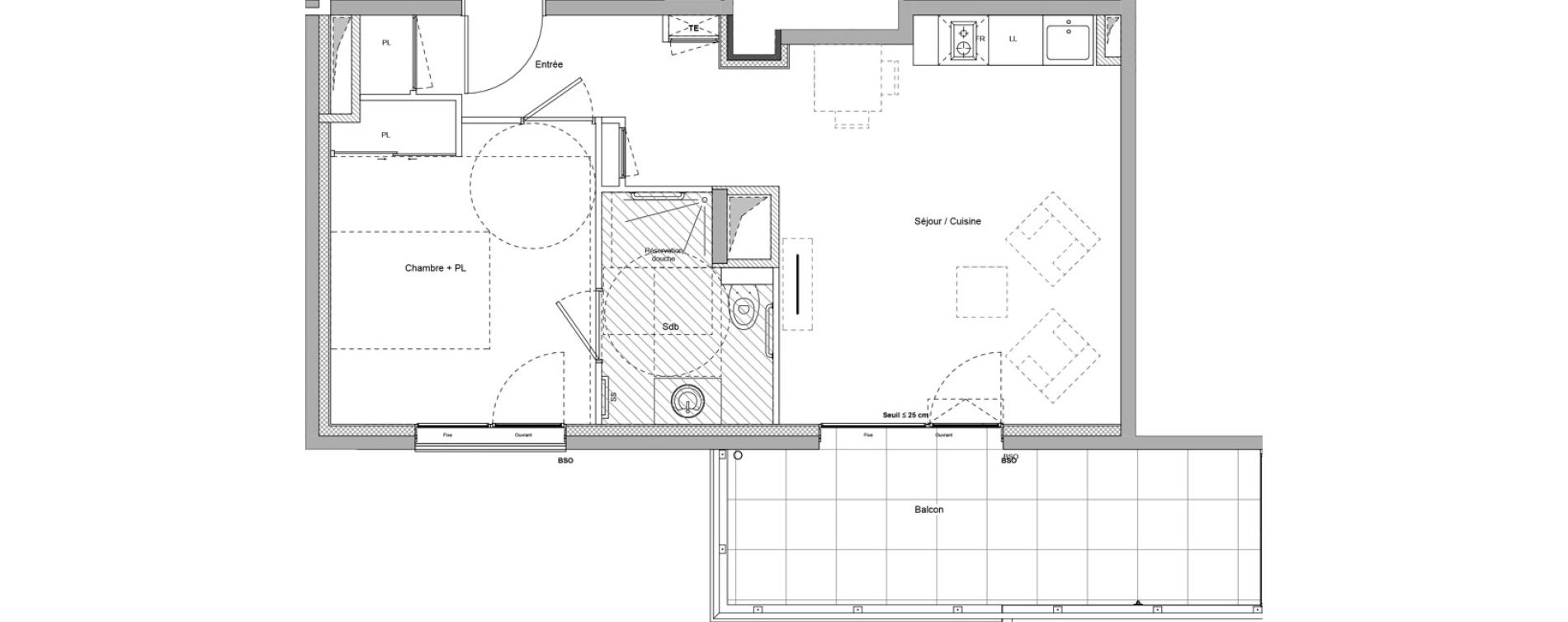 Appartement T2 meubl&eacute; de 42,51 m2 &agrave; Bourgoin-Jallieu Pr&eacute; pommier