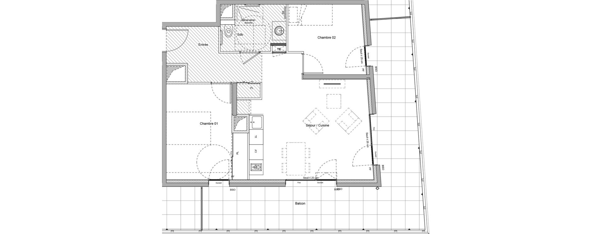 Appartement T3 meubl&eacute; de 58,70 m2 &agrave; Bourgoin-Jallieu Pr&eacute; pommier