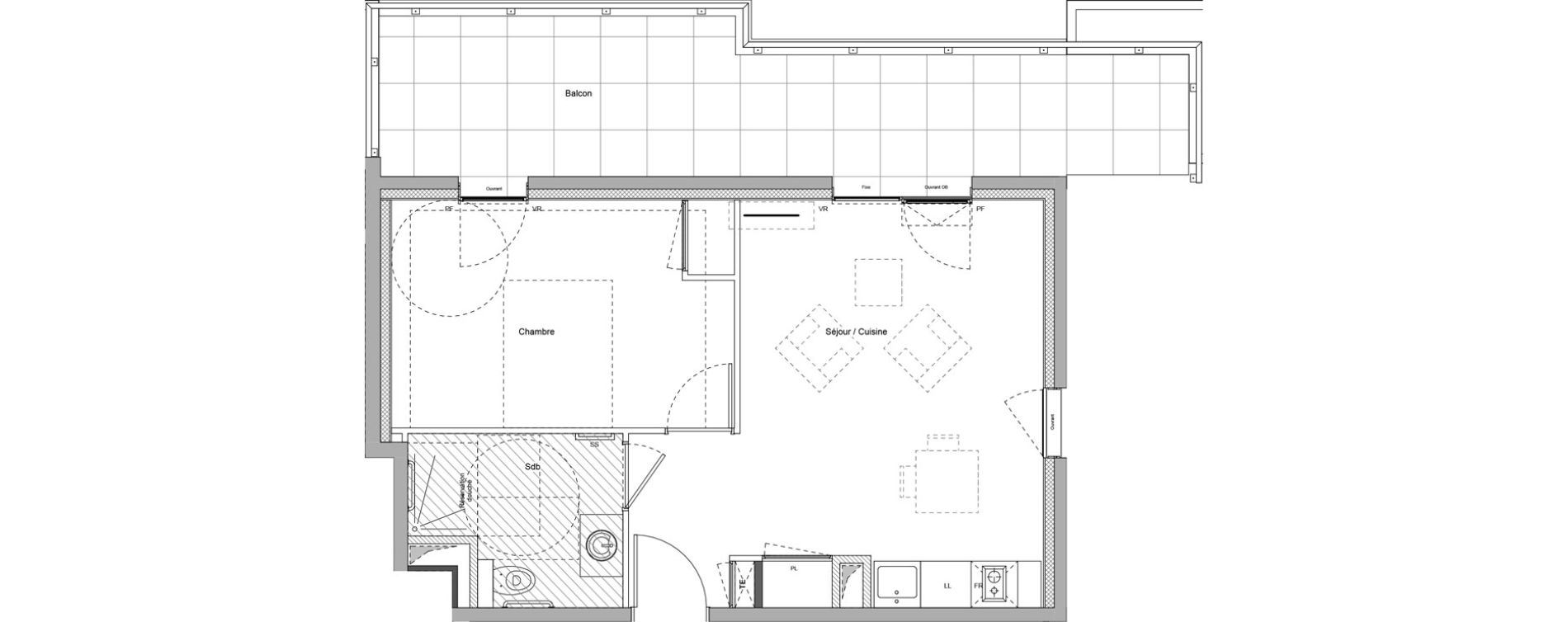 Appartement T2 meubl&eacute; de 41,61 m2 &agrave; Bourgoin-Jallieu Pr&eacute; pommier