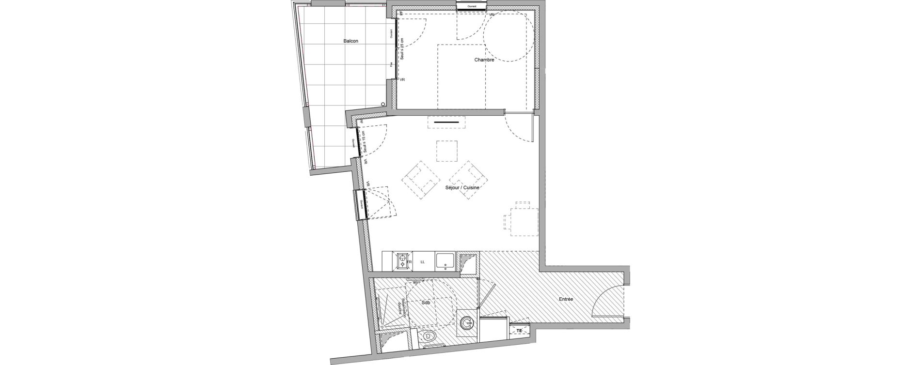 Appartement T2 meubl&eacute; de 46,96 m2 &agrave; Bourgoin-Jallieu Pr&eacute; pommier
