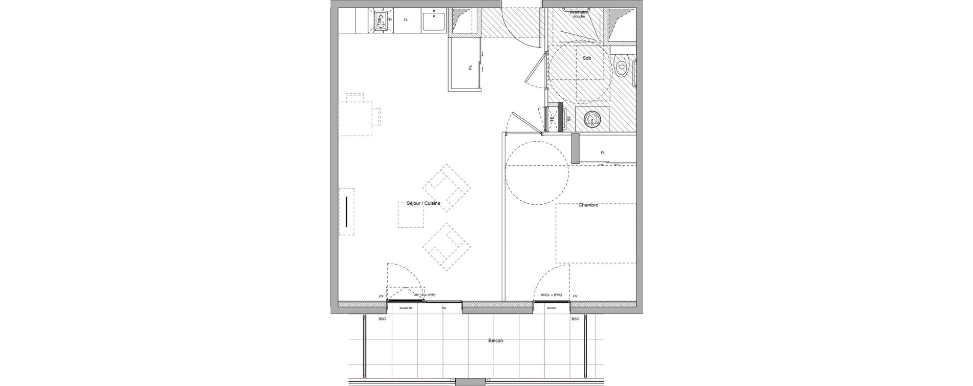 Appartement T2 meubl&eacute; de 46,34 m2 &agrave; Bourgoin-Jallieu Pr&eacute; pommier