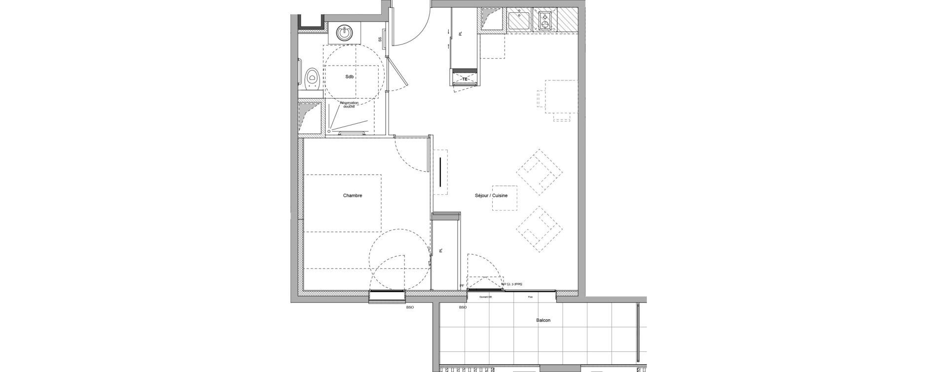 Appartement T2 meubl&eacute; de 43,76 m2 &agrave; Bourgoin-Jallieu Pr&eacute; pommier