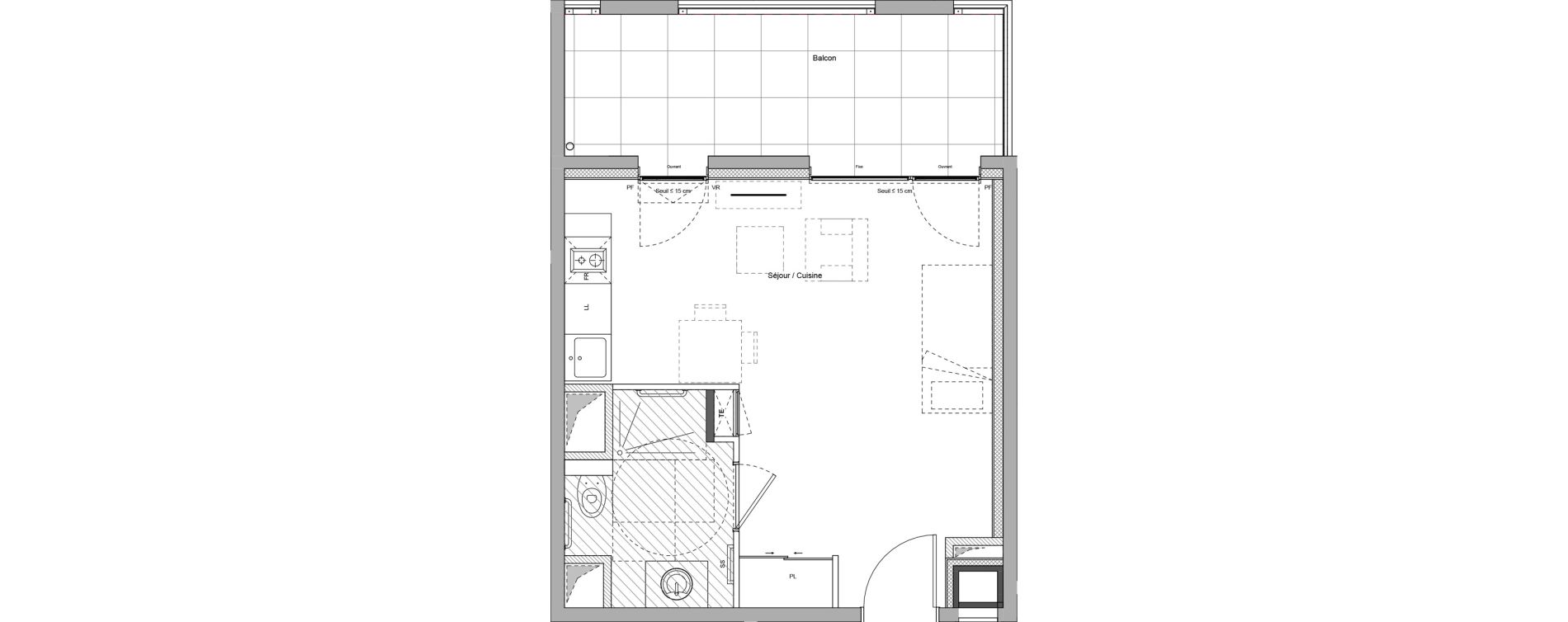 Appartement T1 meubl&eacute; de 28,05 m2 &agrave; Bourgoin-Jallieu Pr&eacute; pommier