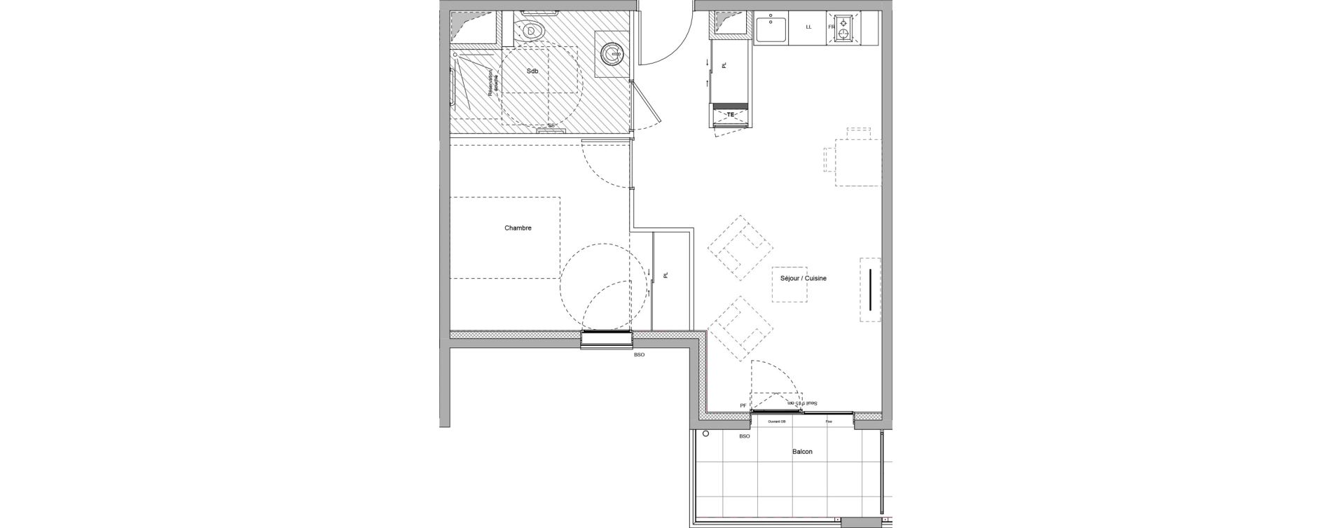 Appartement T2 meubl&eacute; de 43,35 m2 &agrave; Bourgoin-Jallieu Pr&eacute; pommier