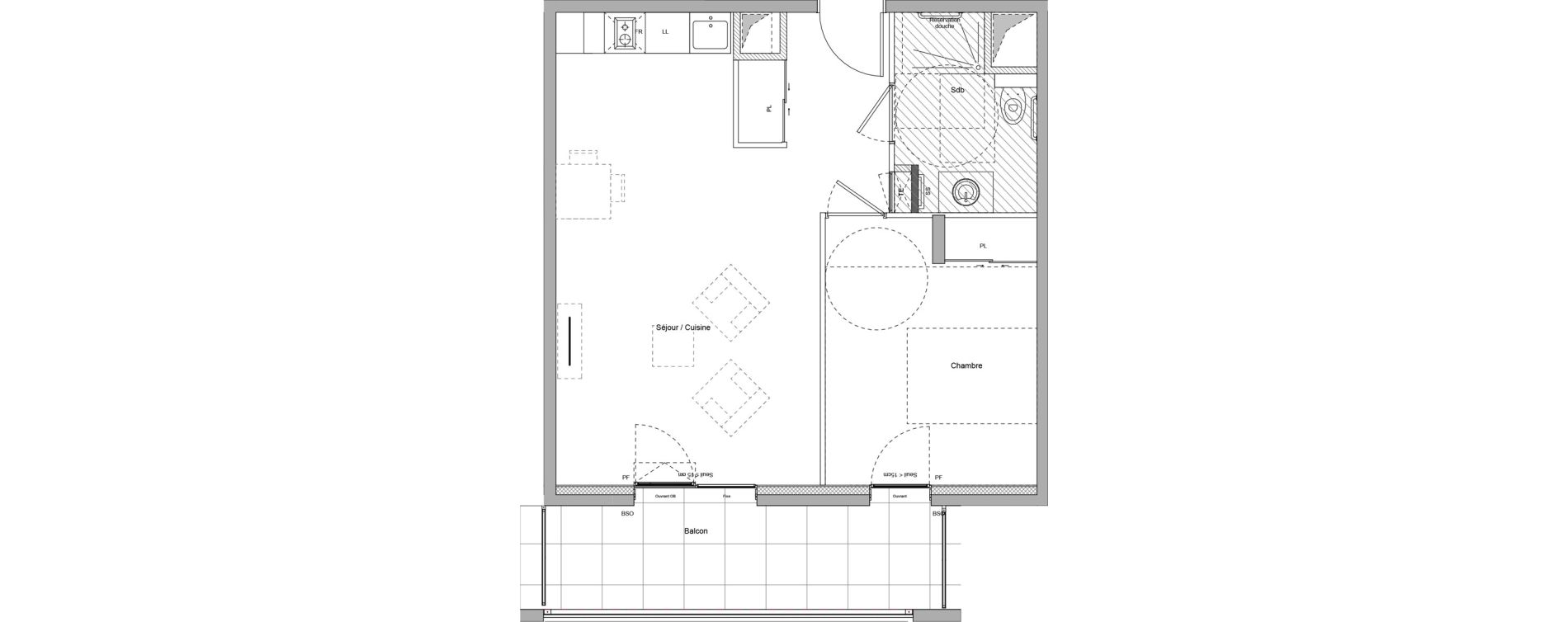 Appartement T2 meubl&eacute; de 46,34 m2 &agrave; Bourgoin-Jallieu Pr&eacute; pommier