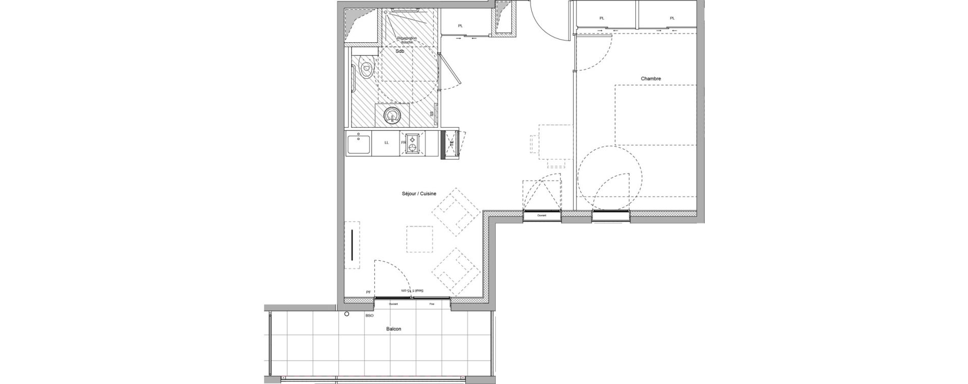 Appartement T2 meubl&eacute; de 43,36 m2 &agrave; Bourgoin-Jallieu Pr&eacute; pommier