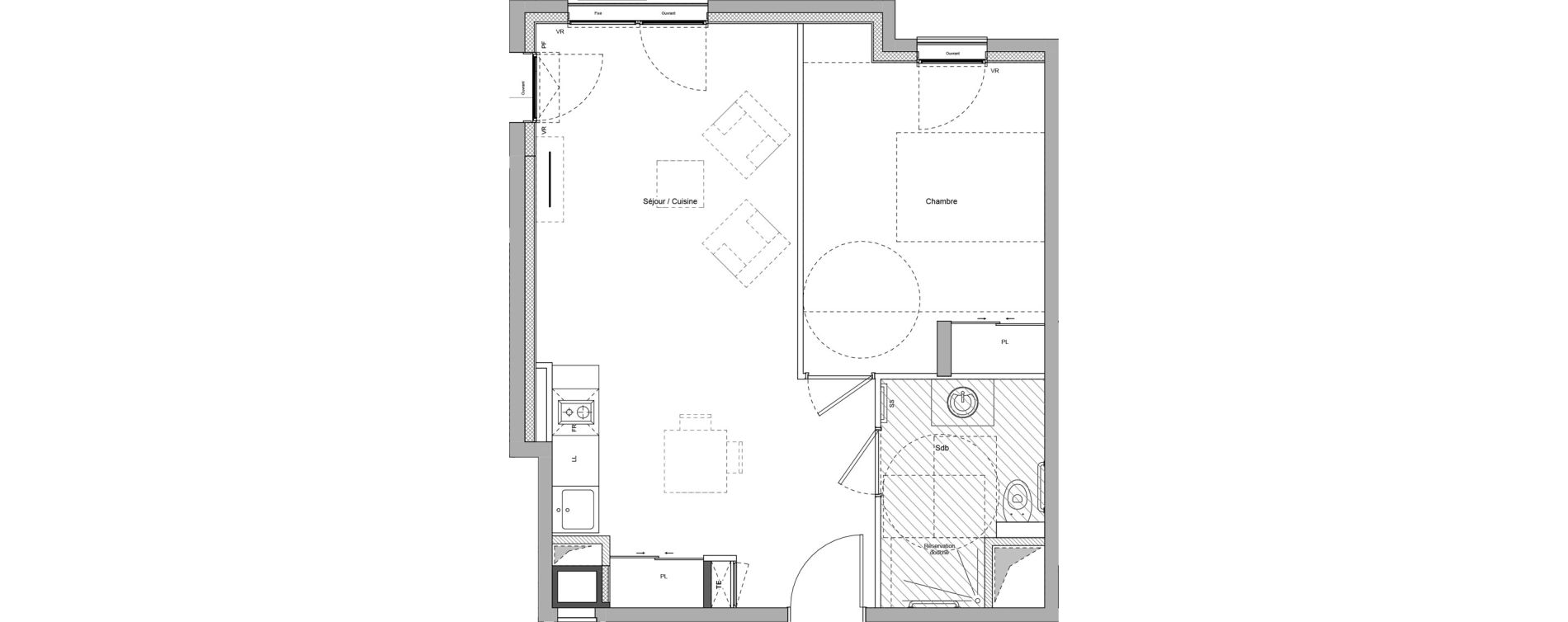 Appartement T2 meubl&eacute; de 44,69 m2 &agrave; Bourgoin-Jallieu Pr&eacute; pommier