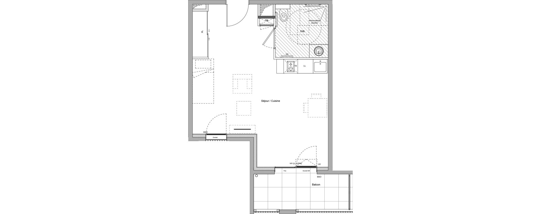Appartement T1 meubl&eacute; de 34,83 m2 &agrave; Bourgoin-Jallieu Pr&eacute; pommier
