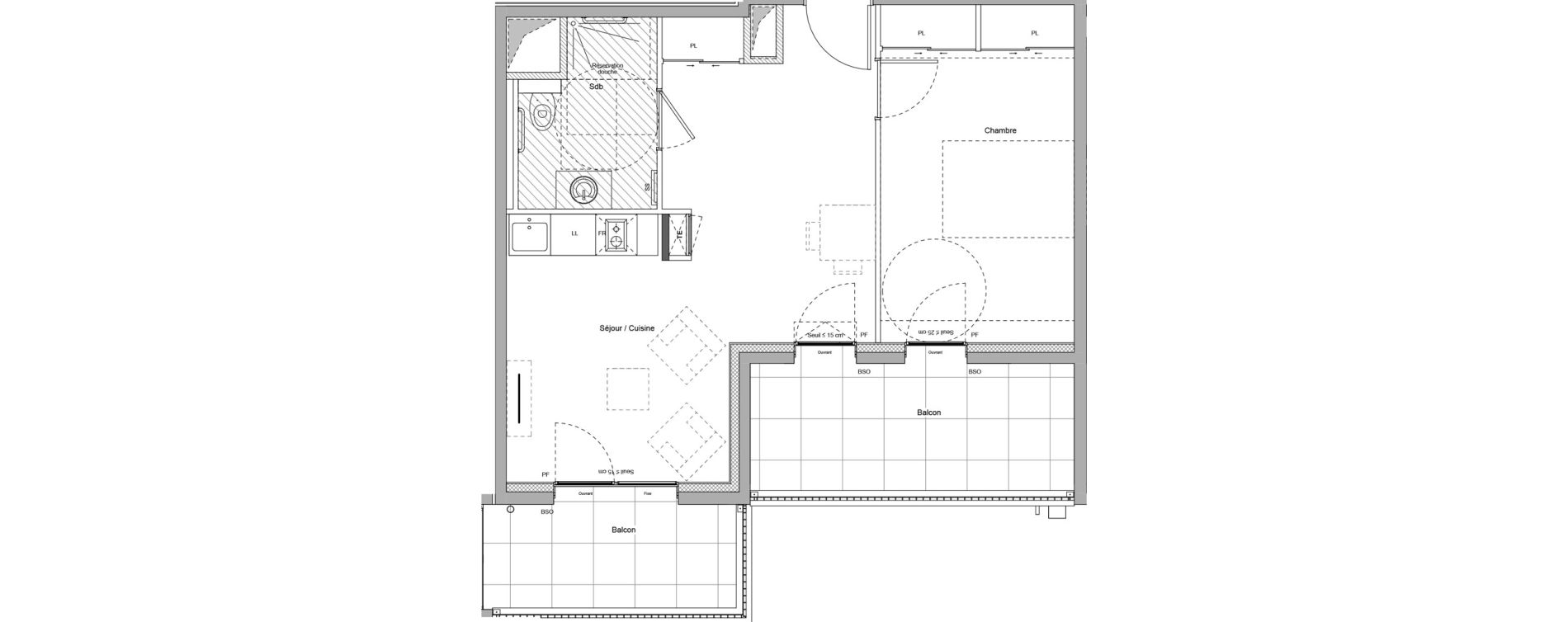 Appartement T2 meubl&eacute; de 43,36 m2 &agrave; Bourgoin-Jallieu Pr&eacute; pommier
