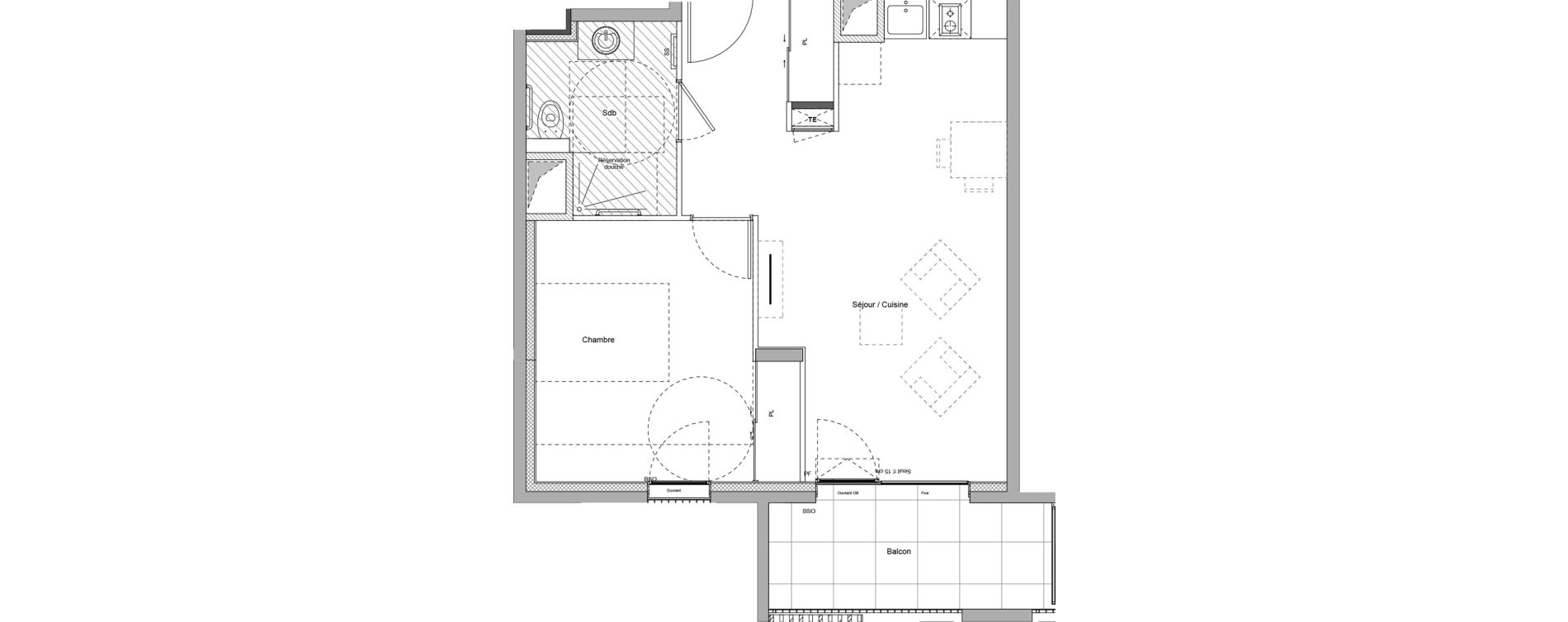 Appartement T2 meubl&eacute; de 43,76 m2 &agrave; Bourgoin-Jallieu Pr&eacute; pommier