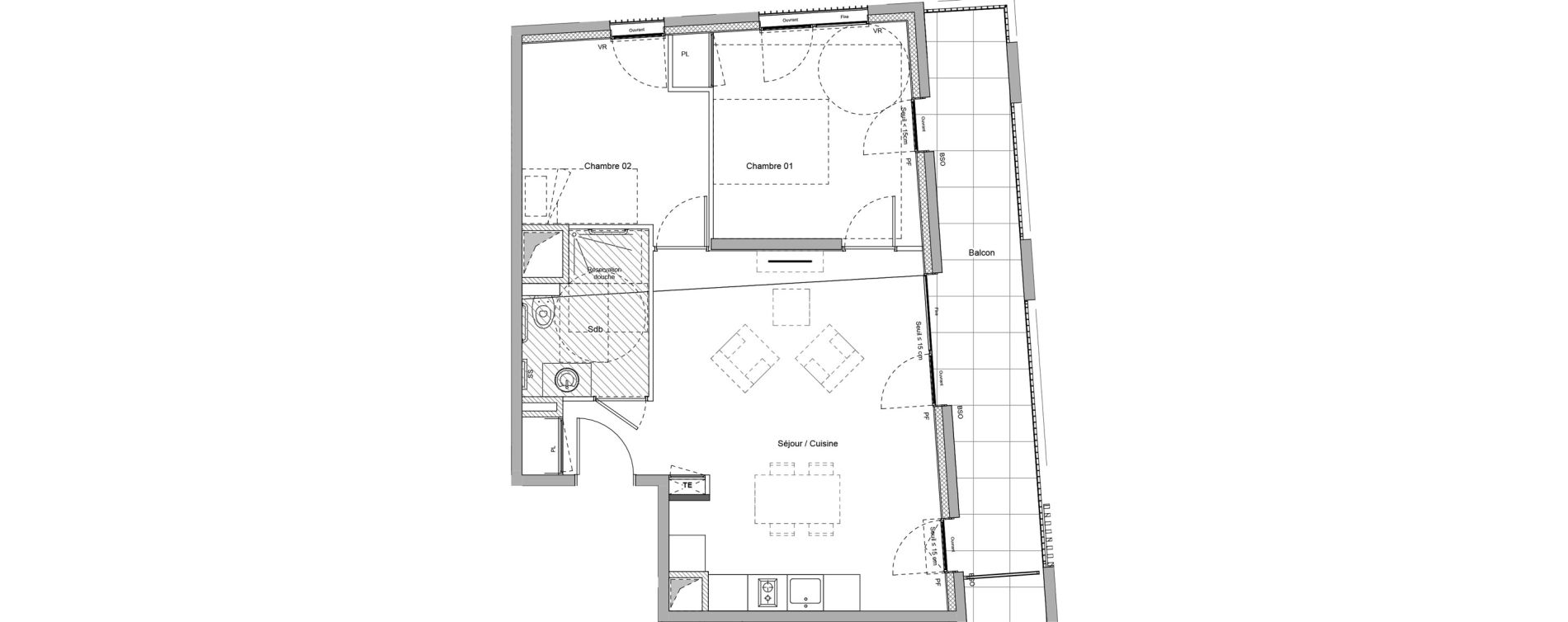 Appartement T3 meubl&eacute; de 55,40 m2 &agrave; Bourgoin-Jallieu Pr&eacute; pommier