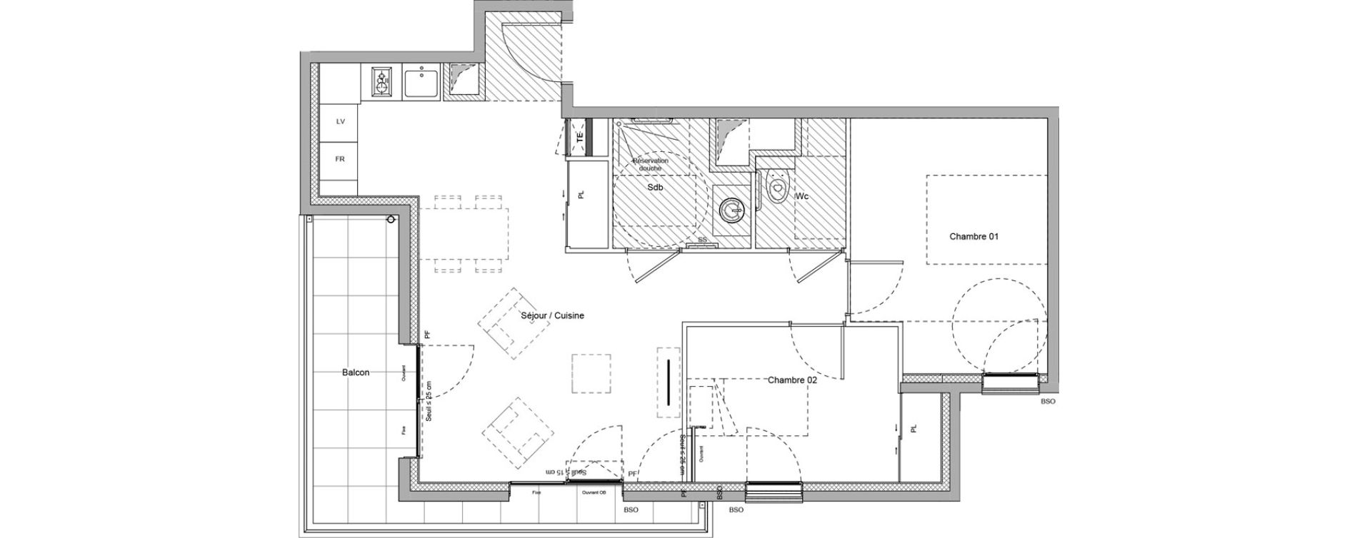 Appartement T3 meubl&eacute; de 56,63 m2 &agrave; Bourgoin-Jallieu Pr&eacute; pommier