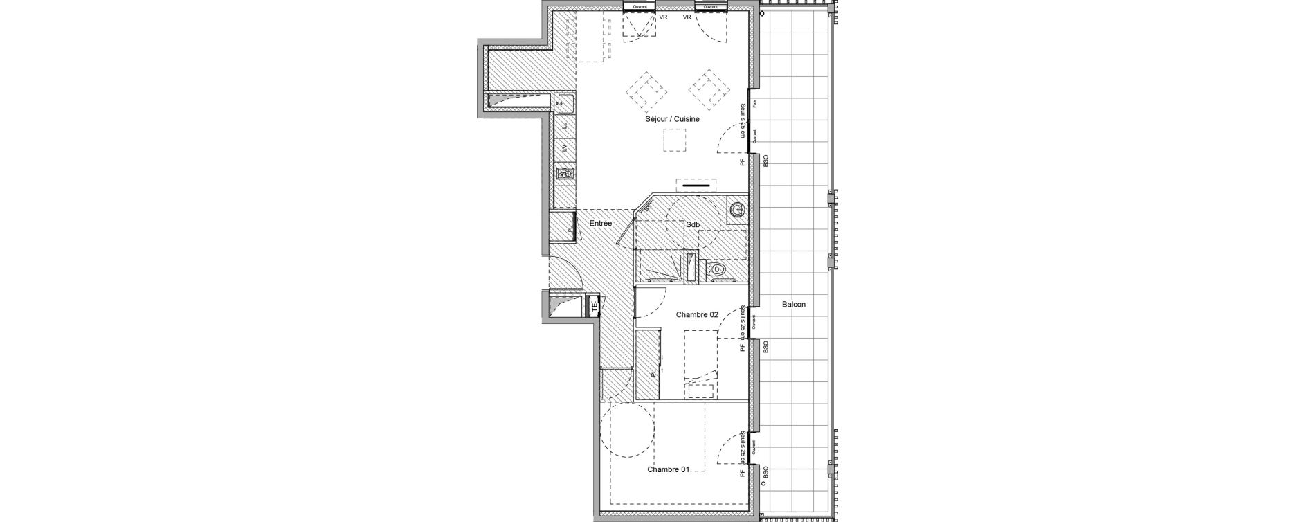 Appartement T3 meubl&eacute; de 66,66 m2 &agrave; Bourgoin-Jallieu Pr&eacute; pommier