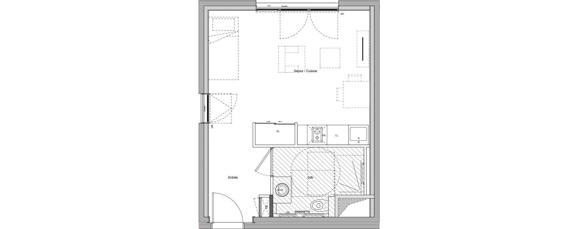 Appartement T1 meubl&eacute; de 28,75 m2 &agrave; Bourgoin-Jallieu Pr&eacute; pommier