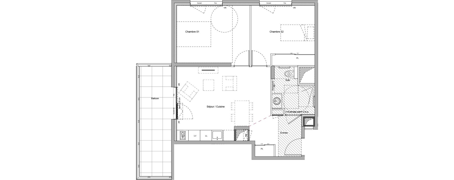 Appartement T3 meubl&eacute; de 54,02 m2 &agrave; Bourgoin-Jallieu Pr&eacute; pommier