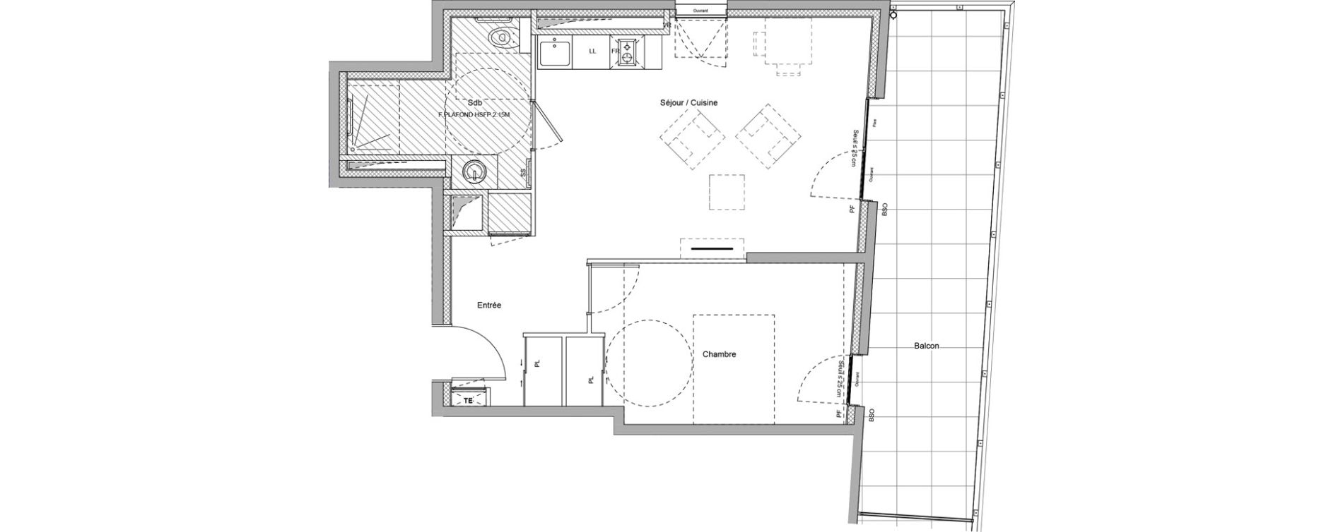 Appartement T2 meubl&eacute; de 48,59 m2 &agrave; Bourgoin-Jallieu Pr&eacute; pommier
