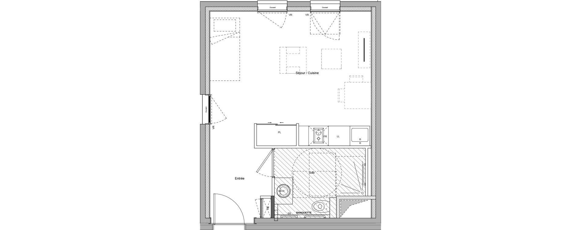 Appartement T1 meubl&eacute; de 28,75 m2 &agrave; Bourgoin-Jallieu Pr&eacute; pommier