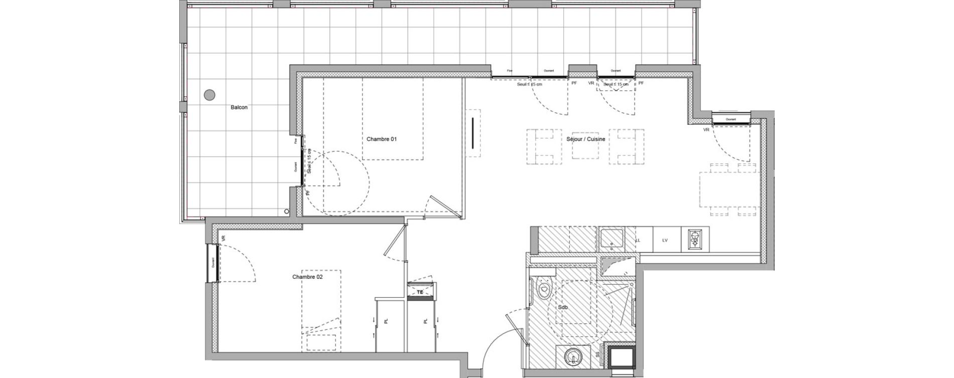 Appartement T3 meubl&eacute; de 62,60 m2 &agrave; Bourgoin-Jallieu Pr&eacute; pommier