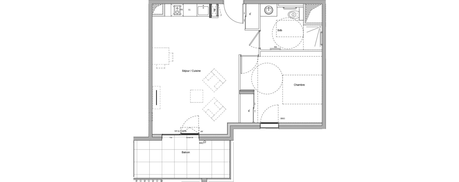 Appartement T2 meubl&eacute; de 46,20 m2 &agrave; Bourgoin-Jallieu Pr&eacute; pommier