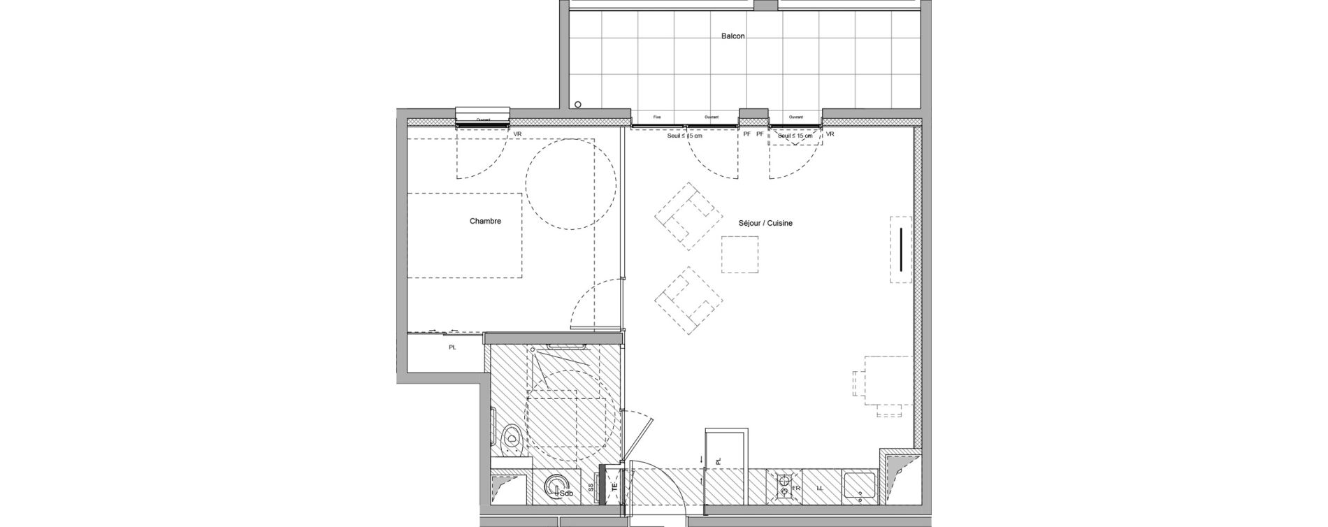 Appartement T2 meubl&eacute; de 47,24 m2 &agrave; Bourgoin-Jallieu Pr&eacute; pommier