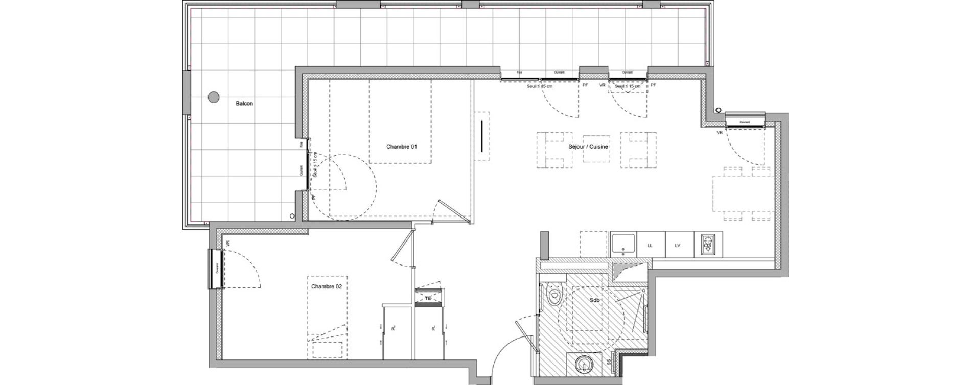 Appartement T3 meubl&eacute; de 62,60 m2 &agrave; Bourgoin-Jallieu Pr&eacute; pommier