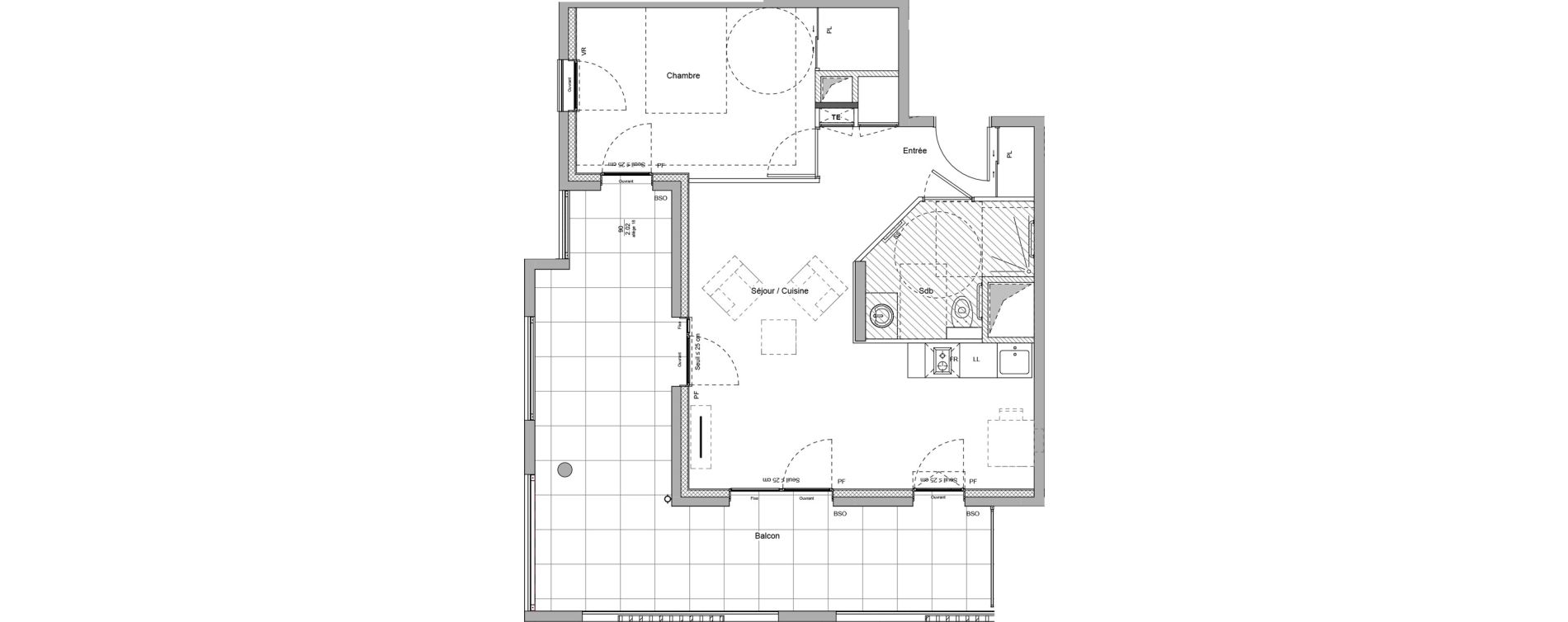 Appartement T2 meubl&eacute; de 47,92 m2 &agrave; Bourgoin-Jallieu Pr&eacute; pommier