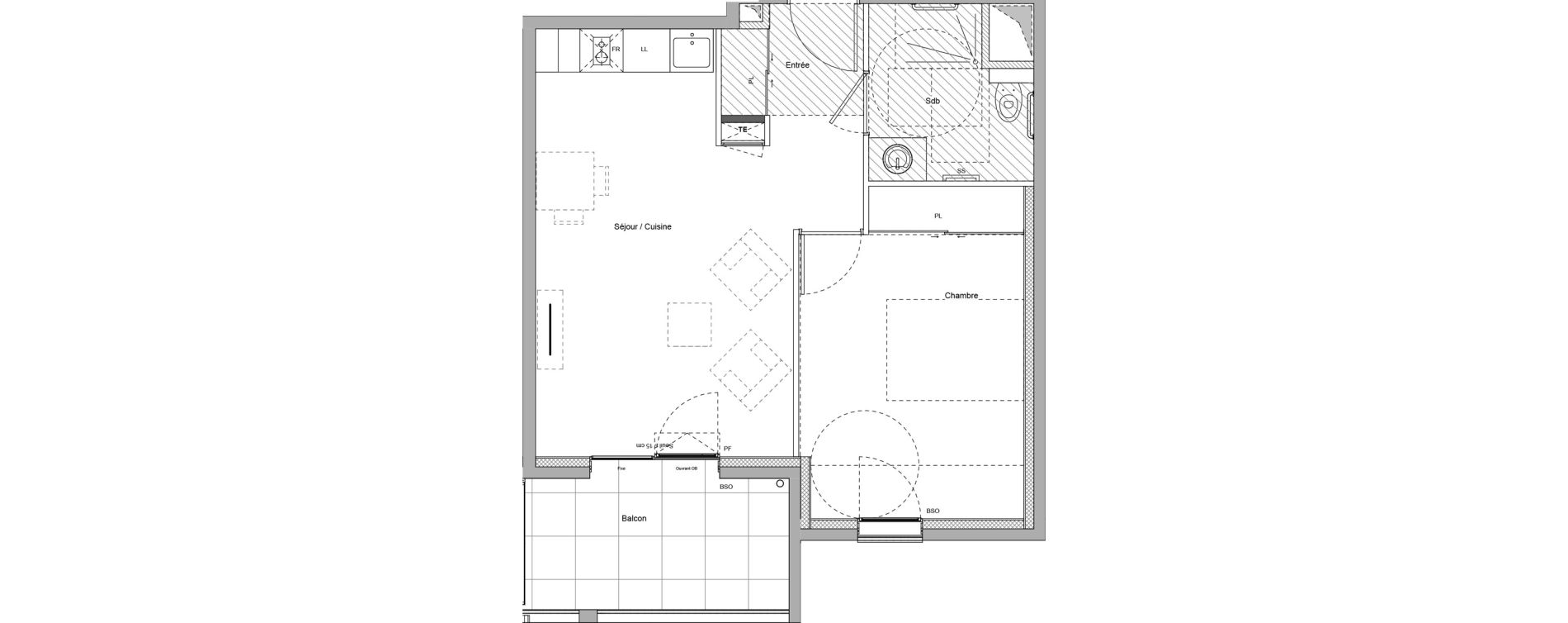 Appartement T2 meubl&eacute; de 42,56 m2 &agrave; Bourgoin-Jallieu Pr&eacute; pommier