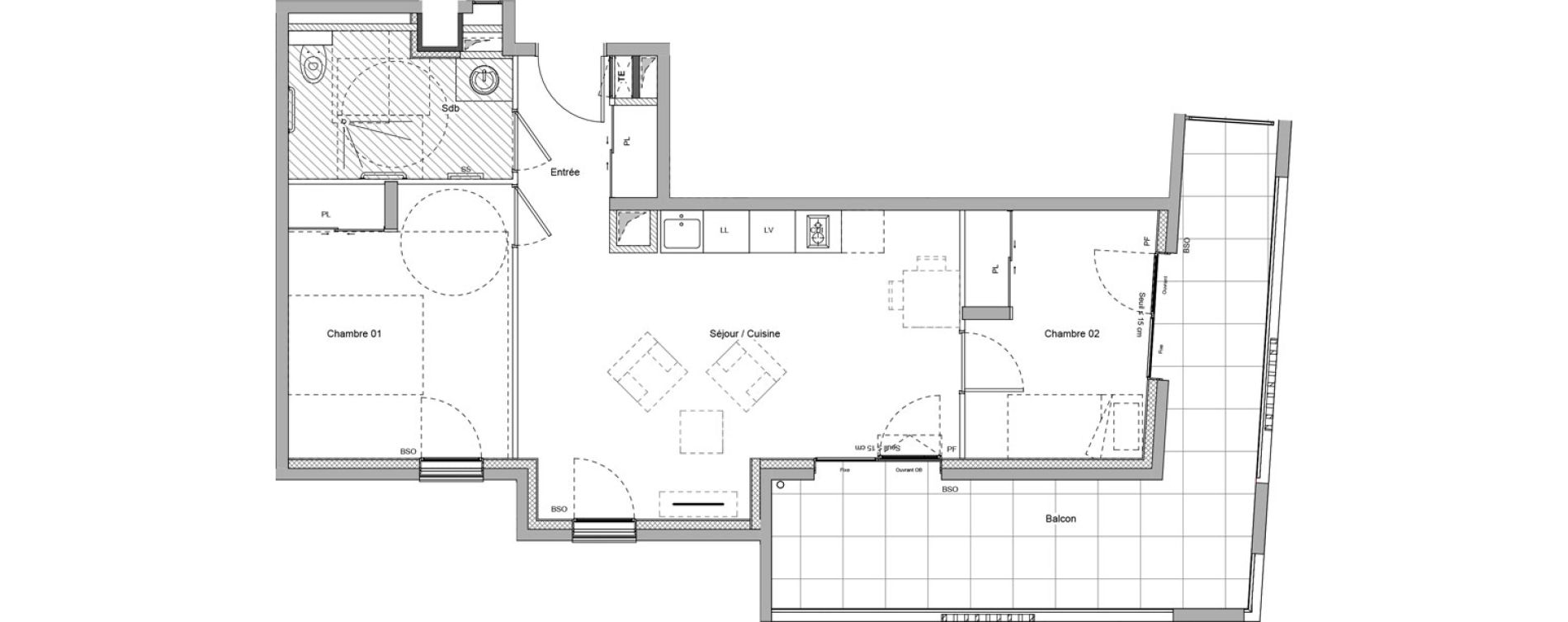 Appartement T3 meubl&eacute; de 54,97 m2 &agrave; Bourgoin-Jallieu Pr&eacute; pommier