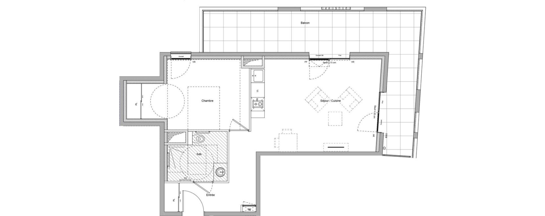 Appartement T2 meubl&eacute; de 49,49 m2 &agrave; Bourgoin-Jallieu Pr&eacute; pommier