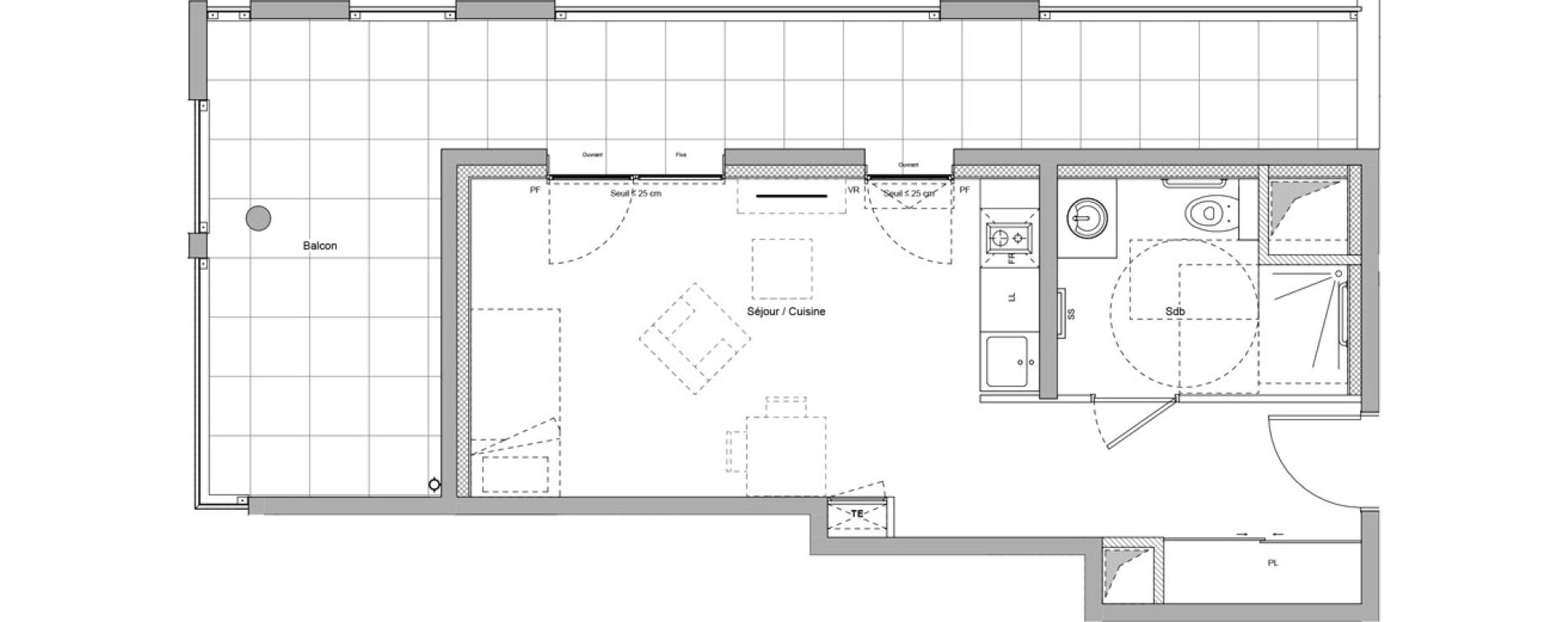 Appartement T1 meubl&eacute; de 30,53 m2 &agrave; Bourgoin-Jallieu Pr&eacute; pommier
